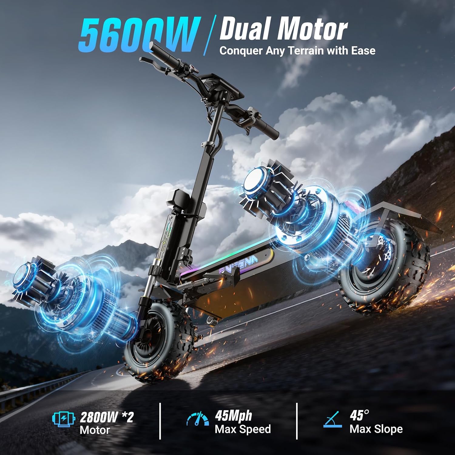 سكوتر كهربائي للبالغين - محرك  - مراجعة 60V 5600W Dual Motor Electric Scooter وسعره