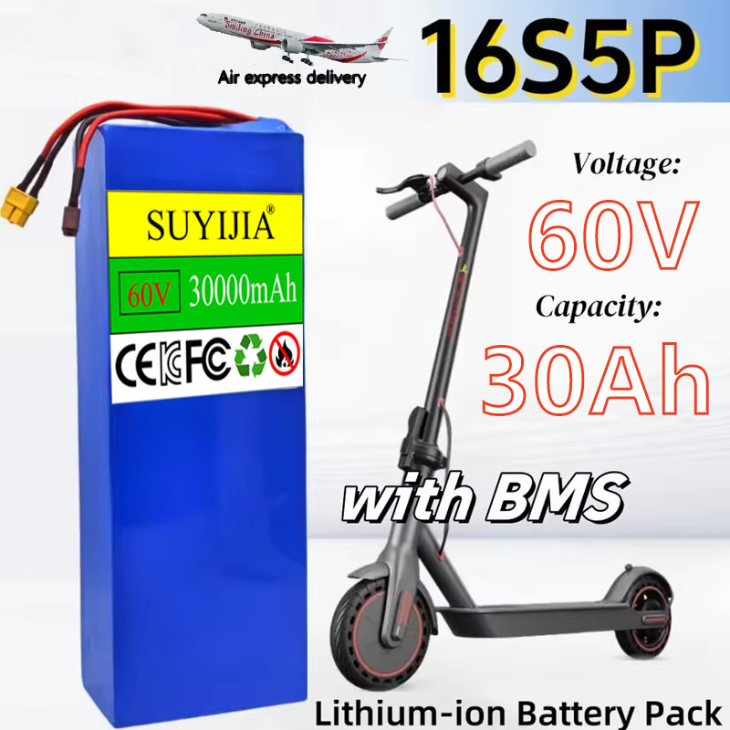 بطارية ليثيوم 16S5P 60 فولت 30 - مراجعة 60V 30Ah Electric Scooter Battery وسعره